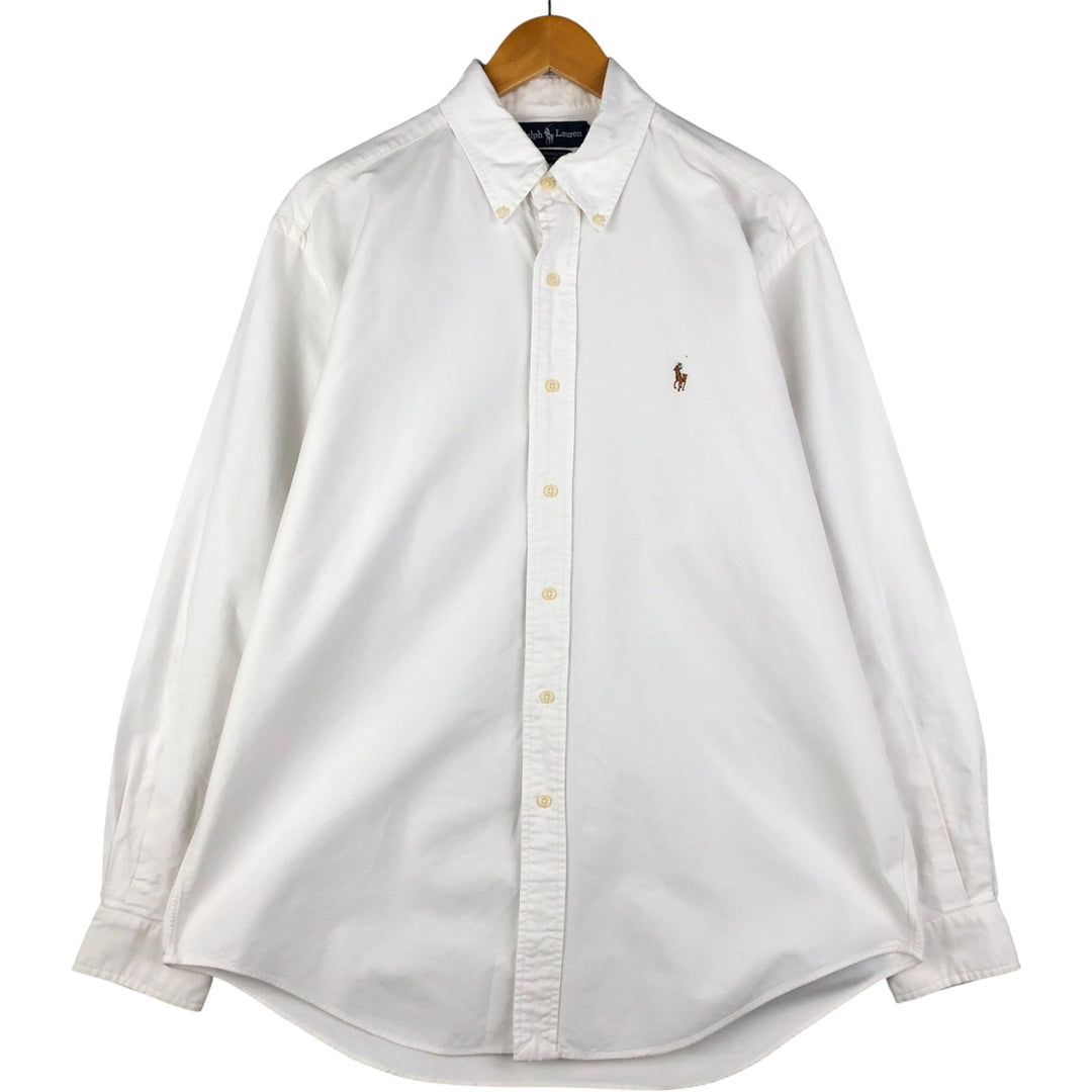 Ralph Lauren YARMOUTH long sleeve button down shirt, men's size L cotton white type Vintage Second Hand