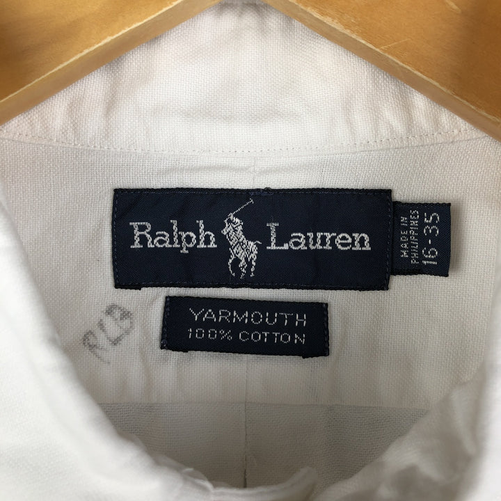 Ralph Lauren YARMOUTH long sleeve button down shirt, men's size L cotton white type Vintage Second Hand