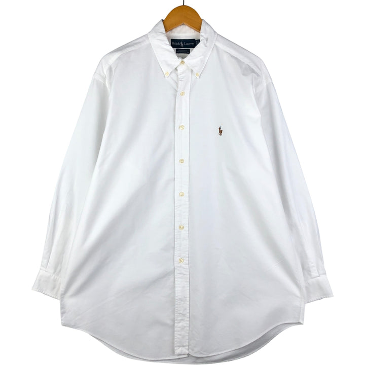 Ralph Lauren YARMOUTH long sleeve button down shirt, men's size L cotton white type Vintage Second Hand