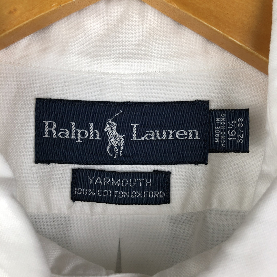 Ralph Lauren YARMOUTH long sleeve button down shirt, men's size L cotton white type Vintage Second Hand