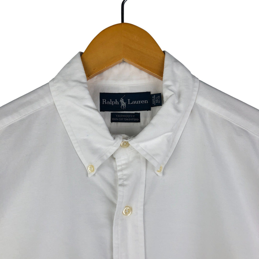 Ralph Lauren YARMOUTH long sleeve button down shirt, men's size L cotton white type Vintage Second Hand