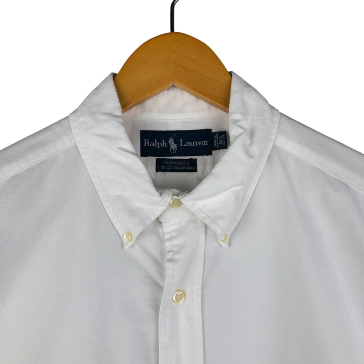 Ralph Lauren YARMOUTH long sleeve button down shirt, men's size L cotton white type Vintage Second Hand