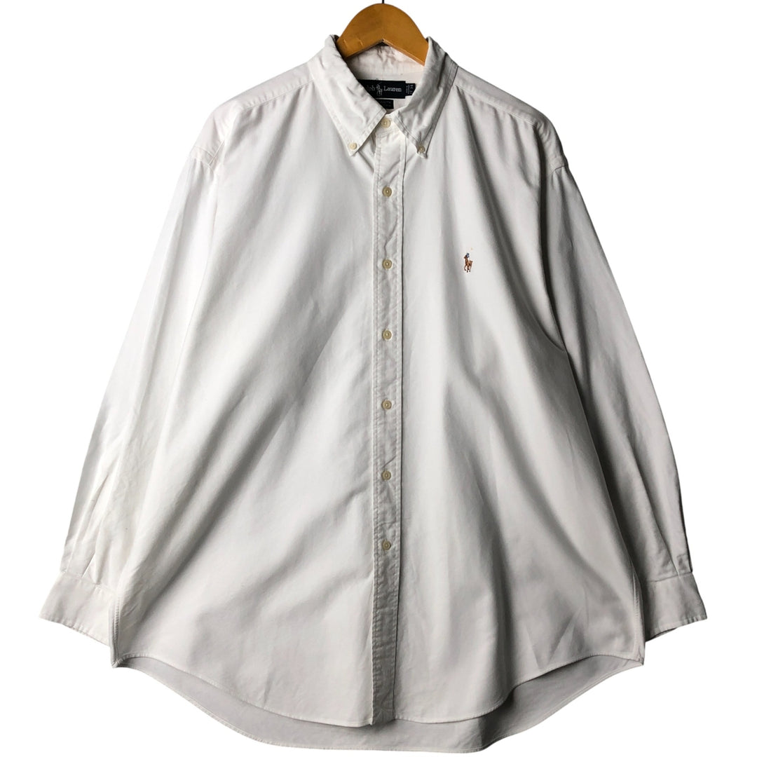 Ralph Lauren YARMOUTH long sleeve button down shirt, men's XL size cotton white type Vintage Second Hand