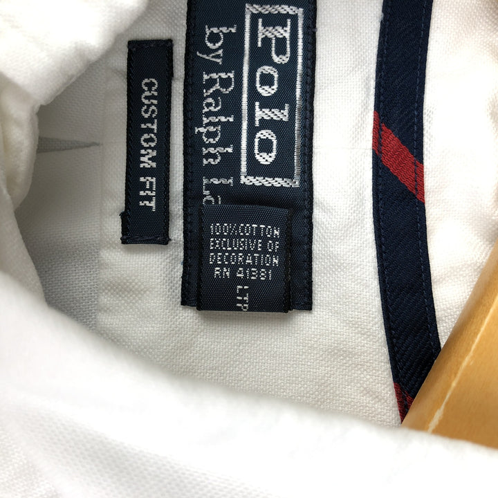 Ralph Lauren CUSTOM FIT long sleeve button down shirt, men's size M cotton white type Vintage Second Hand