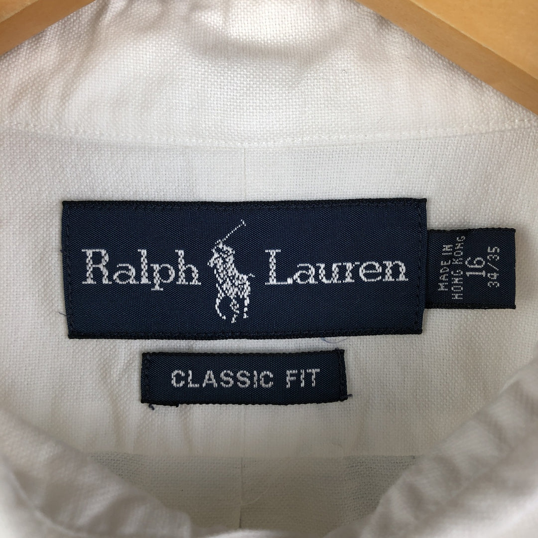 Ralph Lauren Classic Fit Long Sleeve Button Down Shirt, Men's Size L cotton white type Vintage Second Hand