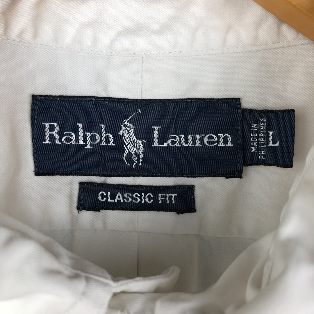 Ralph Lauren Classic Fit Long Sleeve Button Down Shirt, Men's Size L cotton white type Vintage Second Hand