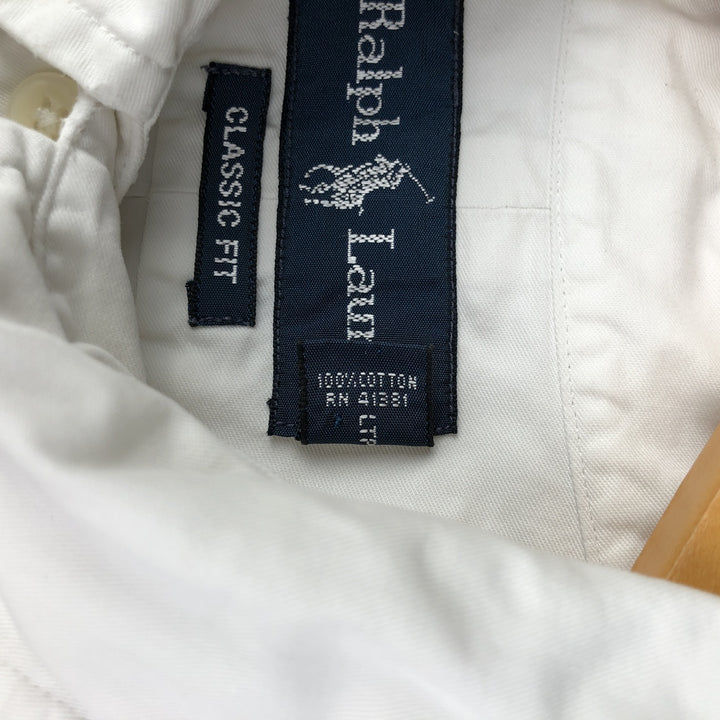 Ralph Lauren Classic Fit Long Sleeve Button Down Shirt, Men's Size L cotton white type Vintage Second Hand