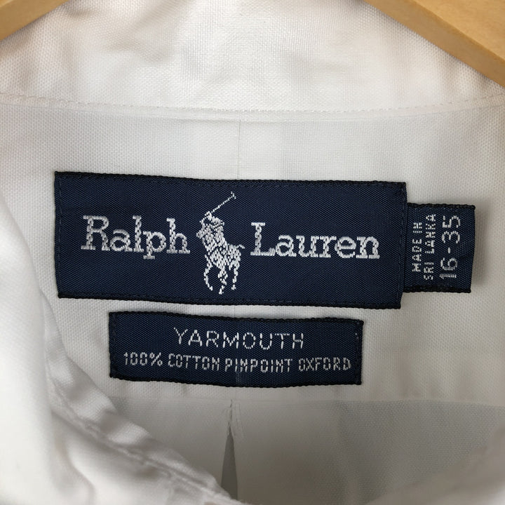 Ralph Lauren YARMOUTH long sleeve button down shirt, men's size L cotton white type Vintage Second Hand