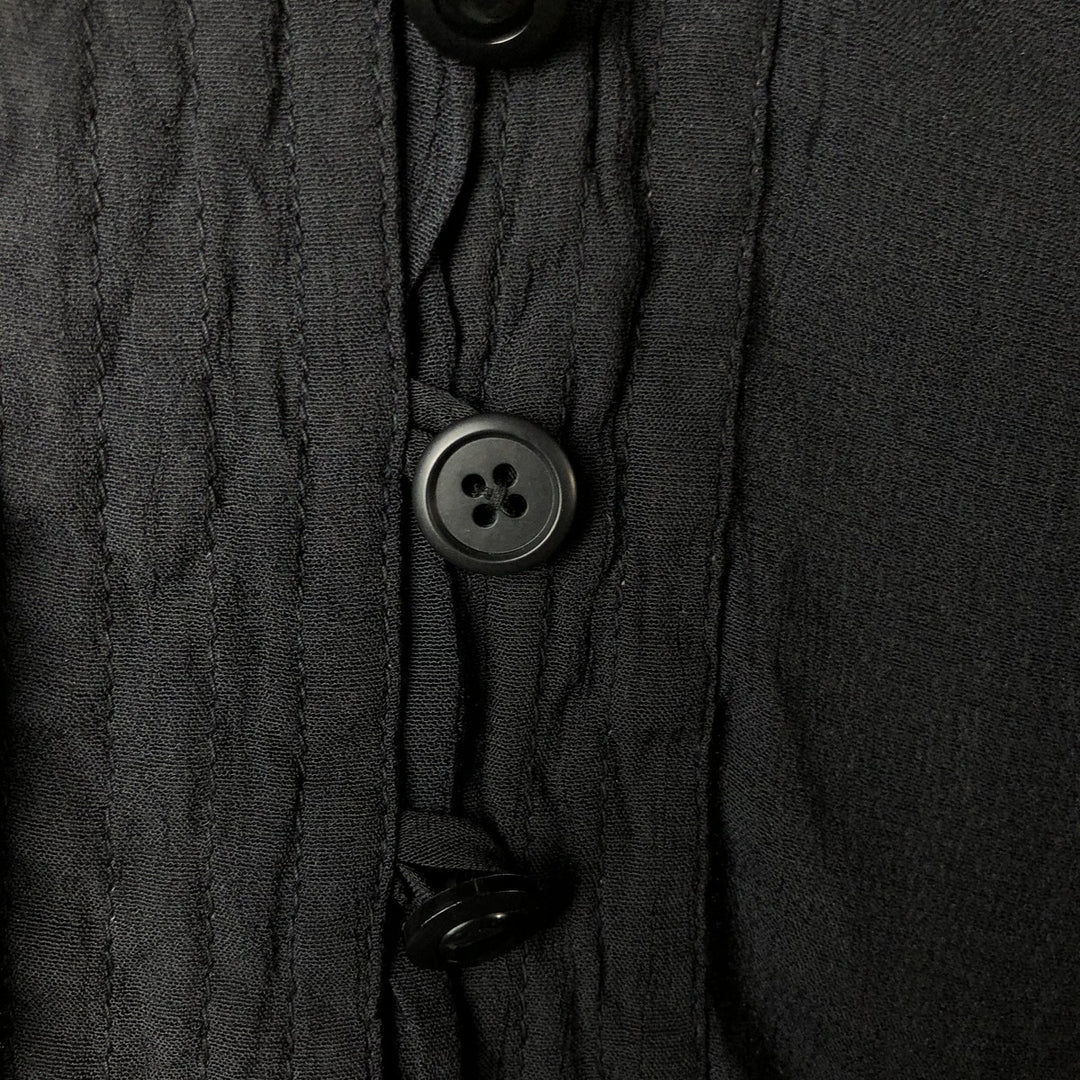 123 Skipper collar long sleeve see-through shirt, Made in France, Women's size M Viscose black type Vintage Second Hand
