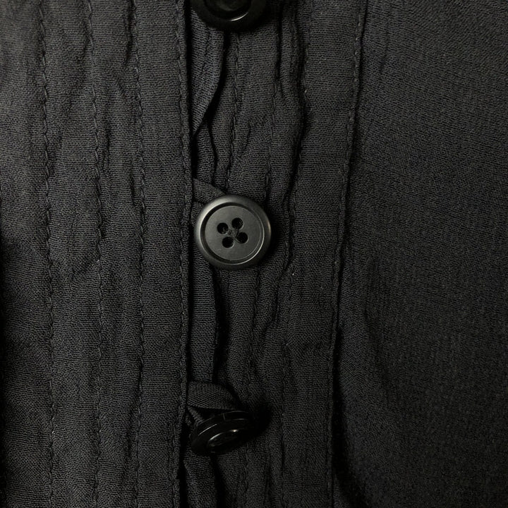 123 Skipper collar long sleeve see-through shirt, Made in France, Women's size M Viscose black type Vintage Second Hand