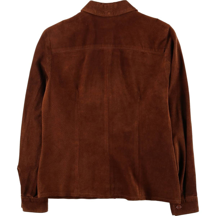 ANN TAYLOR Suede Long Sleeve Leather Shirt, Box Shirt, Women's Size Small genuine leather brown type Vintage Second Hand