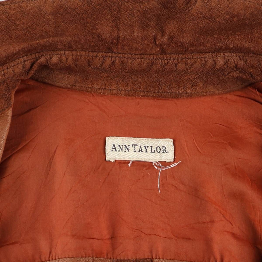 ANN TAYLOR Suede Long Sleeve Leather Shirt, Box Shirt, Women's Size Small genuine leather brown type Vintage Second Hand