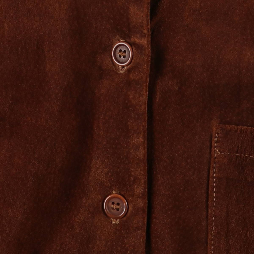 ANN TAYLOR Suede Long Sleeve Leather Shirt, Box Shirt, Women's Size Small genuine leather brown type Vintage Second Hand