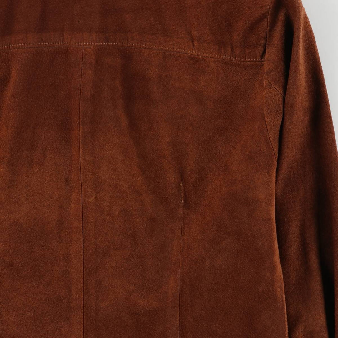 ANN TAYLOR Suede Long Sleeve Leather Shirt, Box Shirt, Women's Size Small genuine leather brown type Vintage Second Hand
