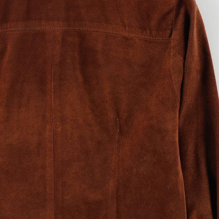 ANN TAYLOR Suede Long Sleeve Leather Shirt, Box Shirt, Women's Size Small genuine leather brown type Vintage Second Hand