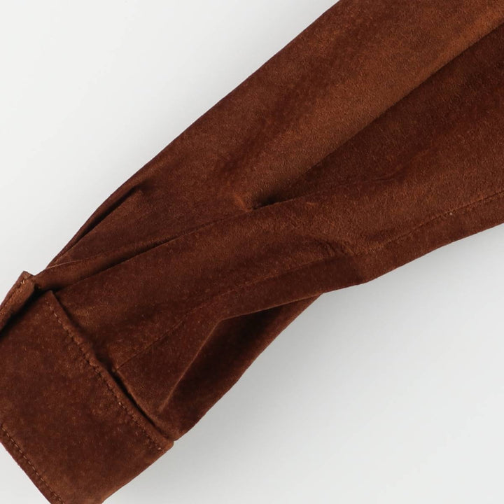 ANN TAYLOR Suede Long Sleeve Leather Shirt, Box Shirt, Women's Size Small genuine leather brown type Vintage Second Hand