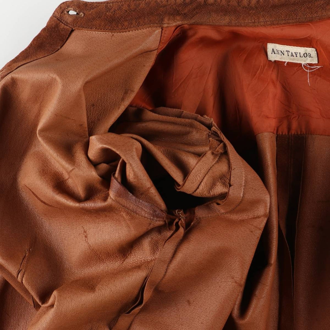 ANN TAYLOR Suede Long Sleeve Leather Shirt, Box Shirt, Women's Size Small genuine leather brown type Vintage Second Hand