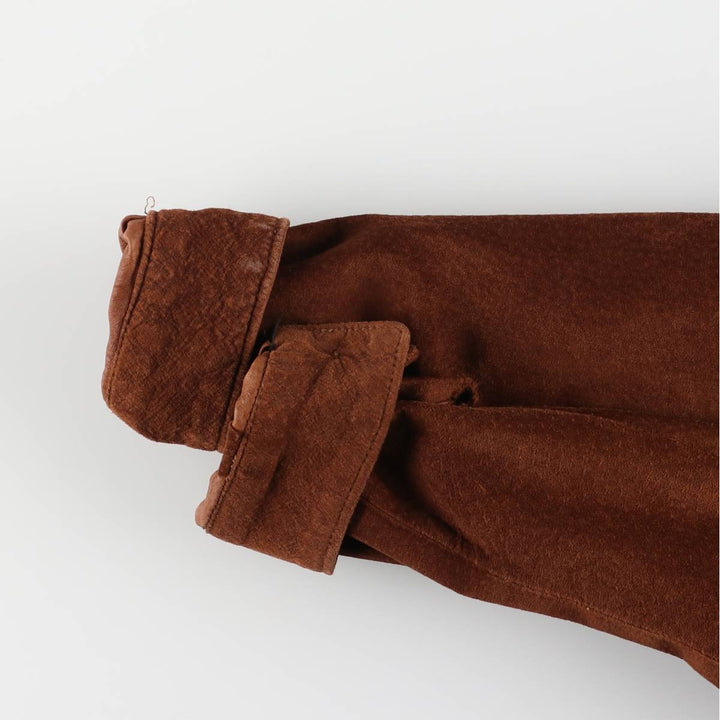 ANN TAYLOR Suede Long Sleeve Leather Shirt, Box Shirt, Women's Size Small genuine leather brown type Vintage Second Hand