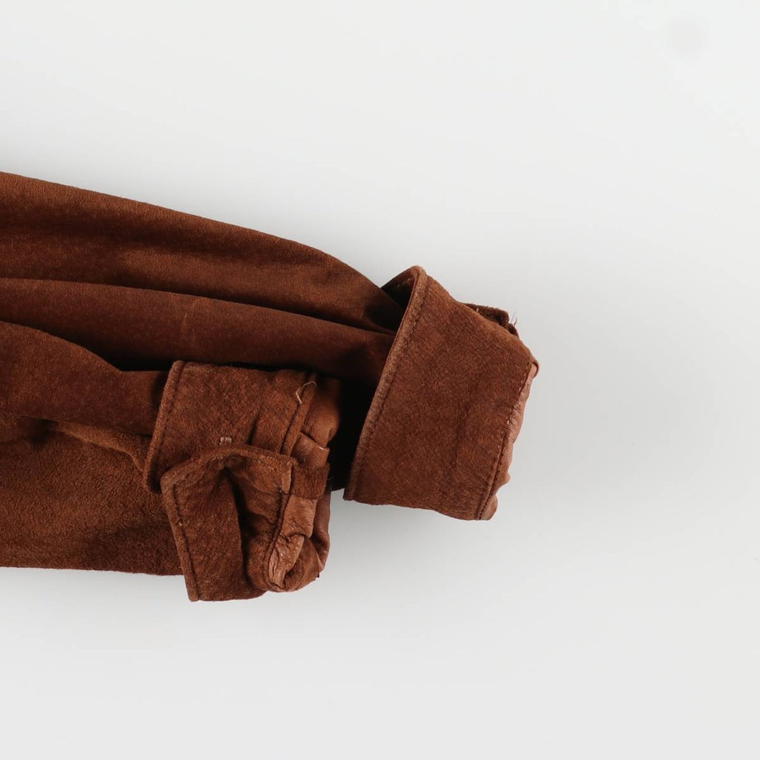 ANN TAYLOR Suede Long Sleeve Leather Shirt, Box Shirt, Women's Size Small genuine leather brown type Vintage Second Hand