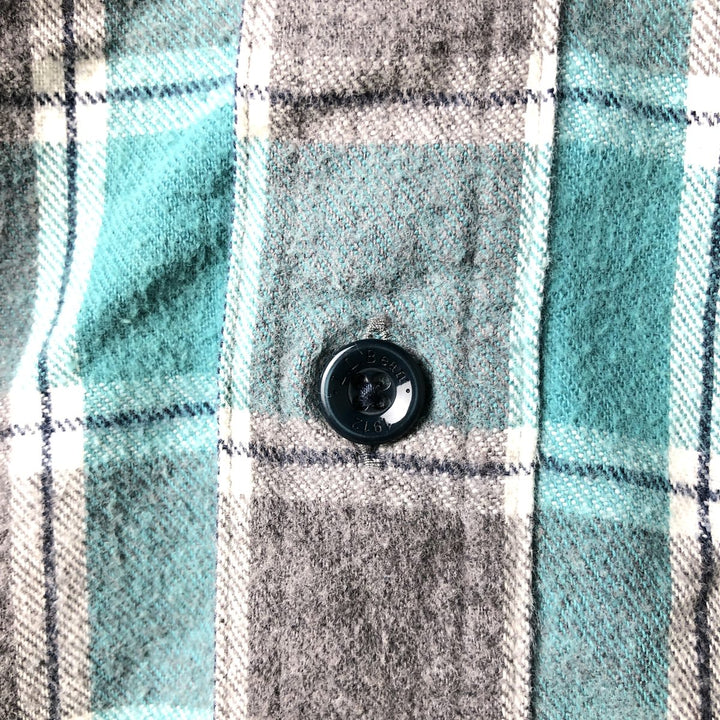 LLBean Slightly Fitted Long Sleeve Button-Down Flannel Check Shirt, Women's Size Small cotton turquoise blue Vintage Second Hand