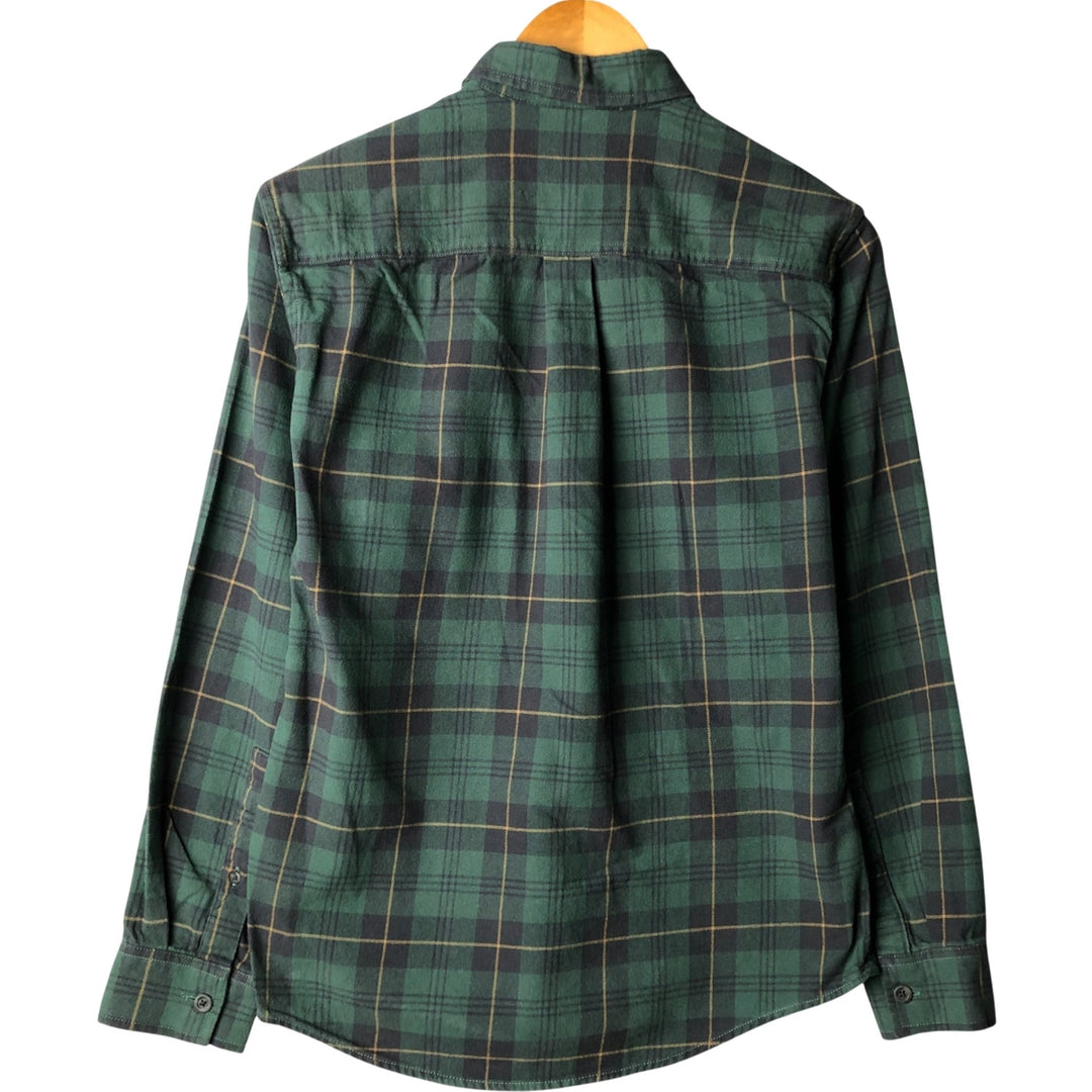 Eddie Bauer Check Pattern Button-Down Long Sleeve Light Flannel Shirt, Men's Size Small cotton green type Vintage Second Hand
