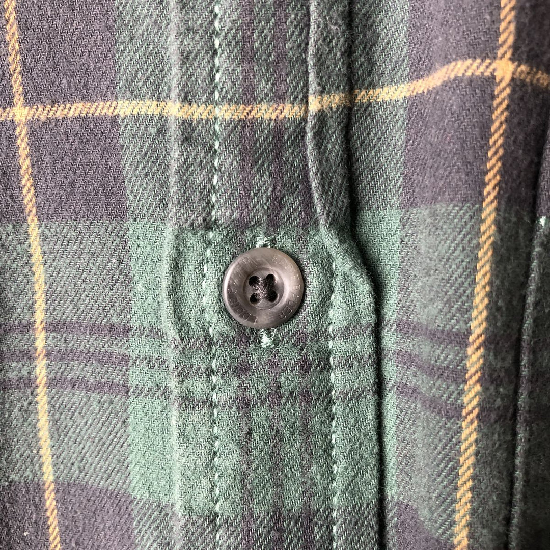 Eddie Bauer Check Pattern Button-Down Long Sleeve Light Flannel Shirt, Men's Size Small cotton green type Vintage Second Hand