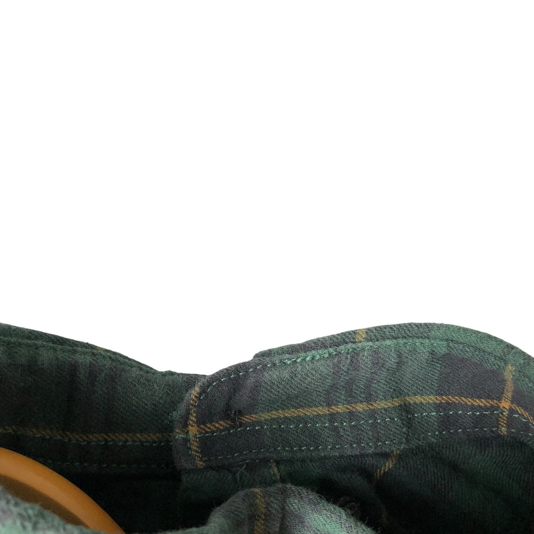 Eddie Bauer Check Pattern Button-Down Long Sleeve Light Flannel Shirt, Men's Size Small cotton green type Vintage Second Hand