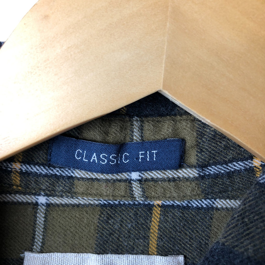 St. John's Bay Classic Fit Check Pattern Button-Down Long Sleeve Light Flannel Shirt, Men's Size Small cotton Khaki type Vintage Second Hand