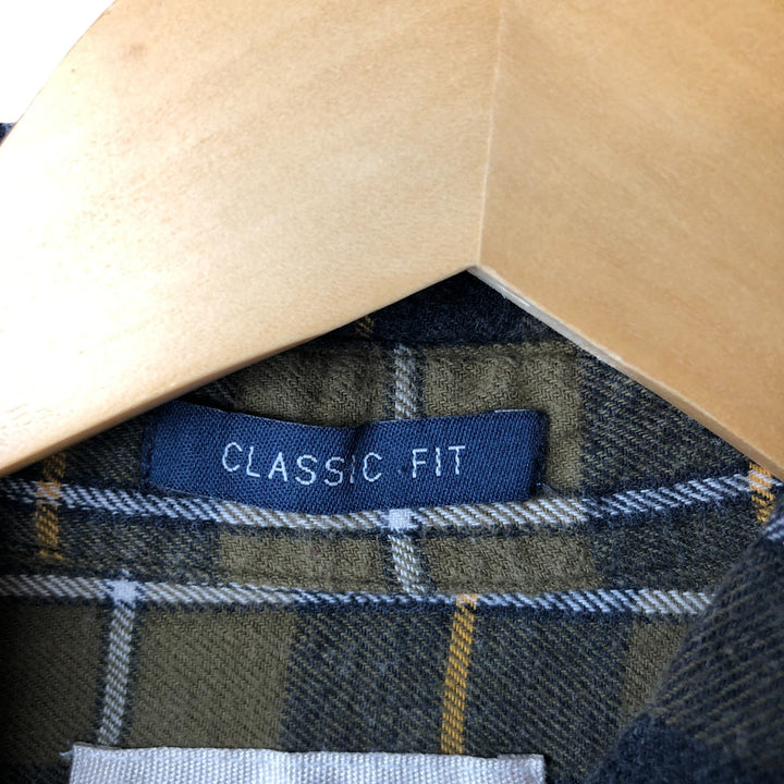 St. John's Bay Classic Fit Check Pattern Button-Down Long Sleeve Light Flannel Shirt, Men's Size Small cotton Khaki type Vintage Second Hand