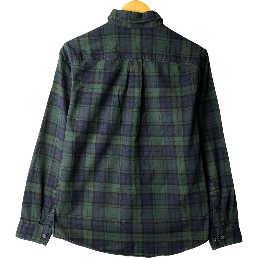 Eddie Bauer Classic Fit Blackwatch Check Button-Down Long Sleeve Light Flannel Shirt, Men's Size Small cotton green type Vintage Second Hand