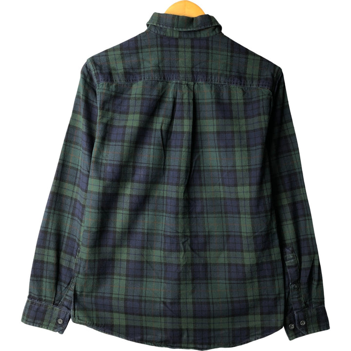 Eddie Bauer Classic Fit Blackwatch Check Button-Down Long Sleeve Light Flannel Shirt, Men's Size Small cotton green type Vintage Second Hand