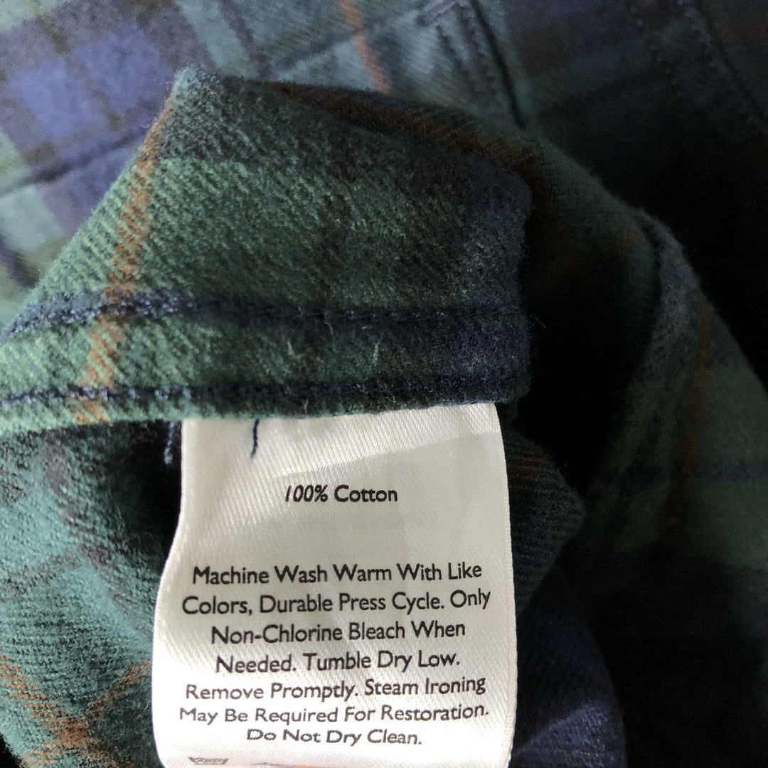Eddie Bauer Classic Fit Blackwatch Check Button-Down Long Sleeve Light Flannel Shirt, Men's Size Small cotton green type Vintage Second Hand