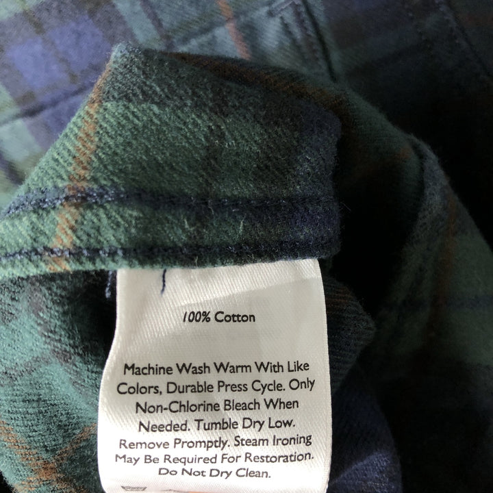 Eddie Bauer Classic Fit Blackwatch Check Button-Down Long Sleeve Light Flannel Shirt, Men's Size Small cotton green type Vintage Second Hand