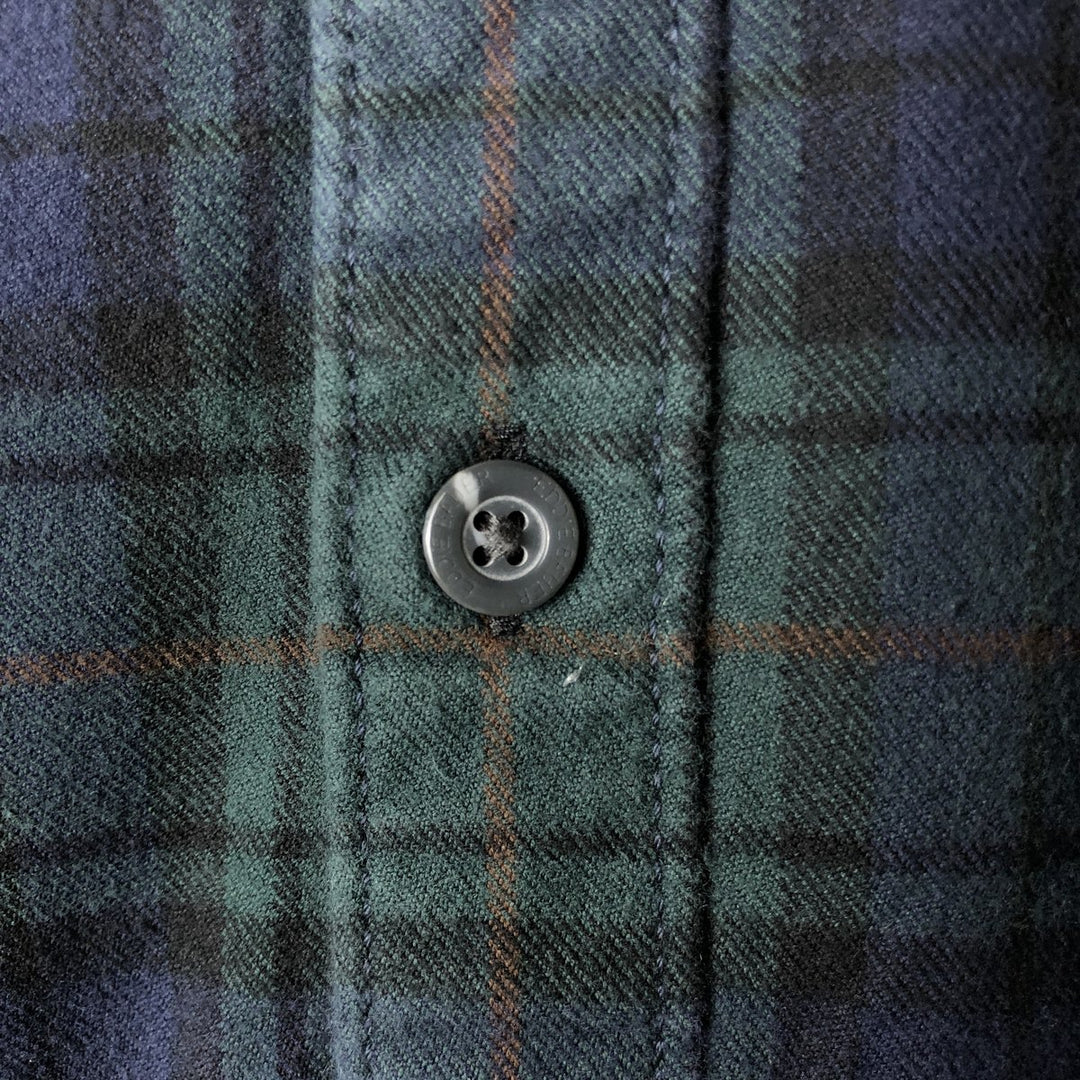 Eddie Bauer Classic Fit Blackwatch Check Button-Down Long Sleeve Light Flannel Shirt, Men's Size Small cotton green type Vintage Second Hand
