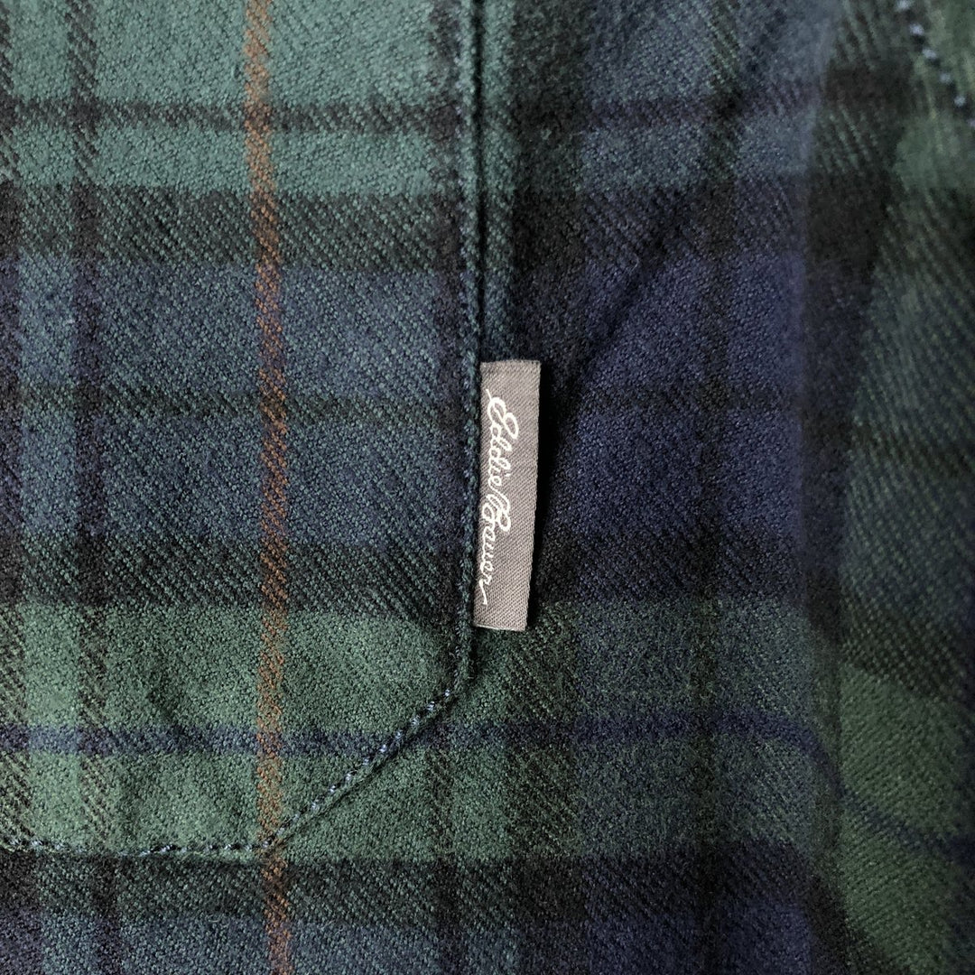 Eddie Bauer Classic Fit Blackwatch Check Button-Down Long Sleeve Light Flannel Shirt, Men's Size Small cotton green type Vintage Second Hand