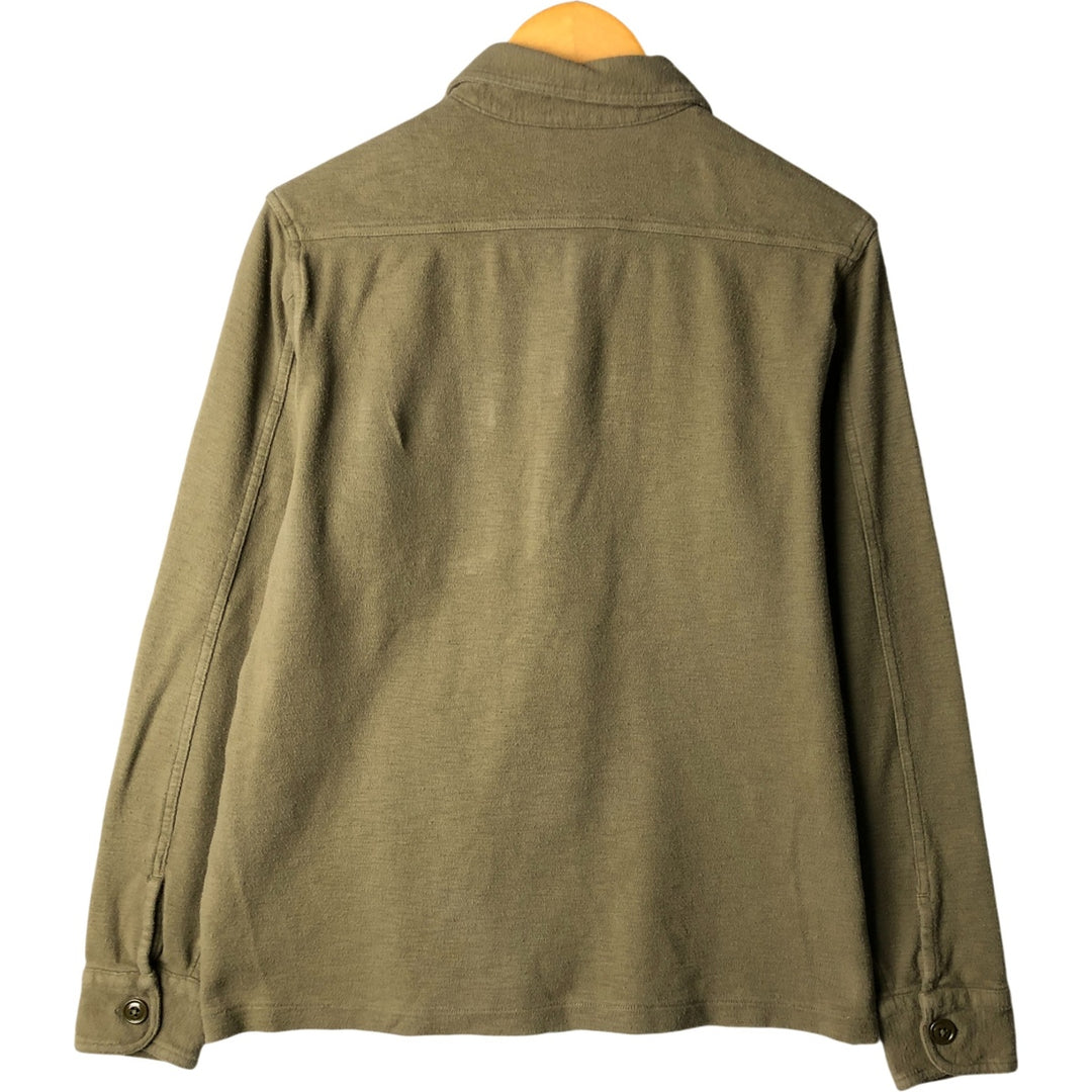 Ralph Lauren wide collar long sleeve chamois cloth box shirt, men's size S cotton Khaki type Vintage Second Hand