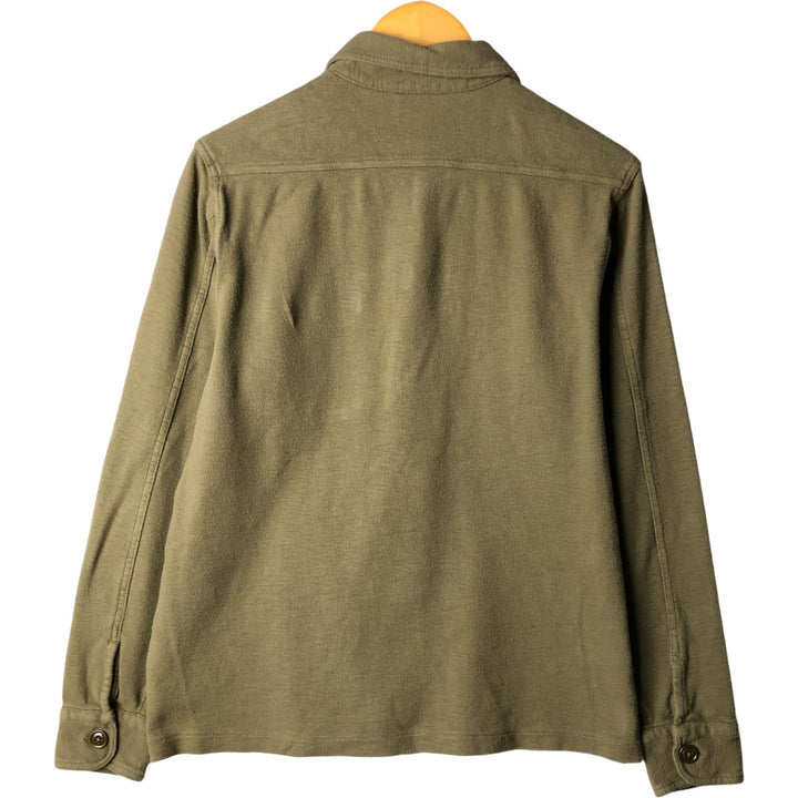 Ralph Lauren wide collar long sleeve chamois cloth box shirt, men's size S cotton Khaki type Vintage Second Hand