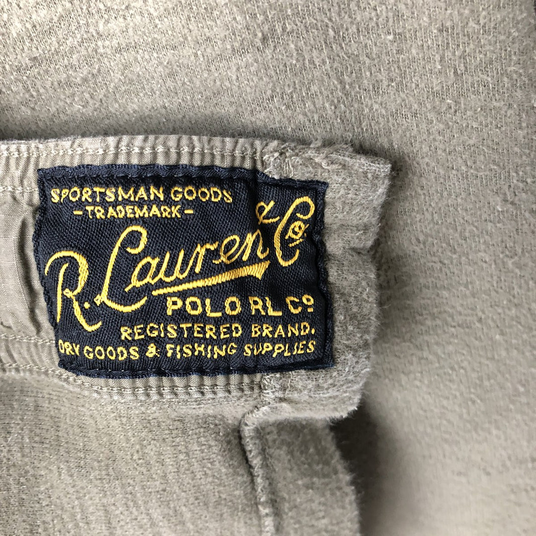 Ralph Lauren wide collar long sleeve chamois cloth box shirt, men's size S cotton Khaki type Vintage Second Hand