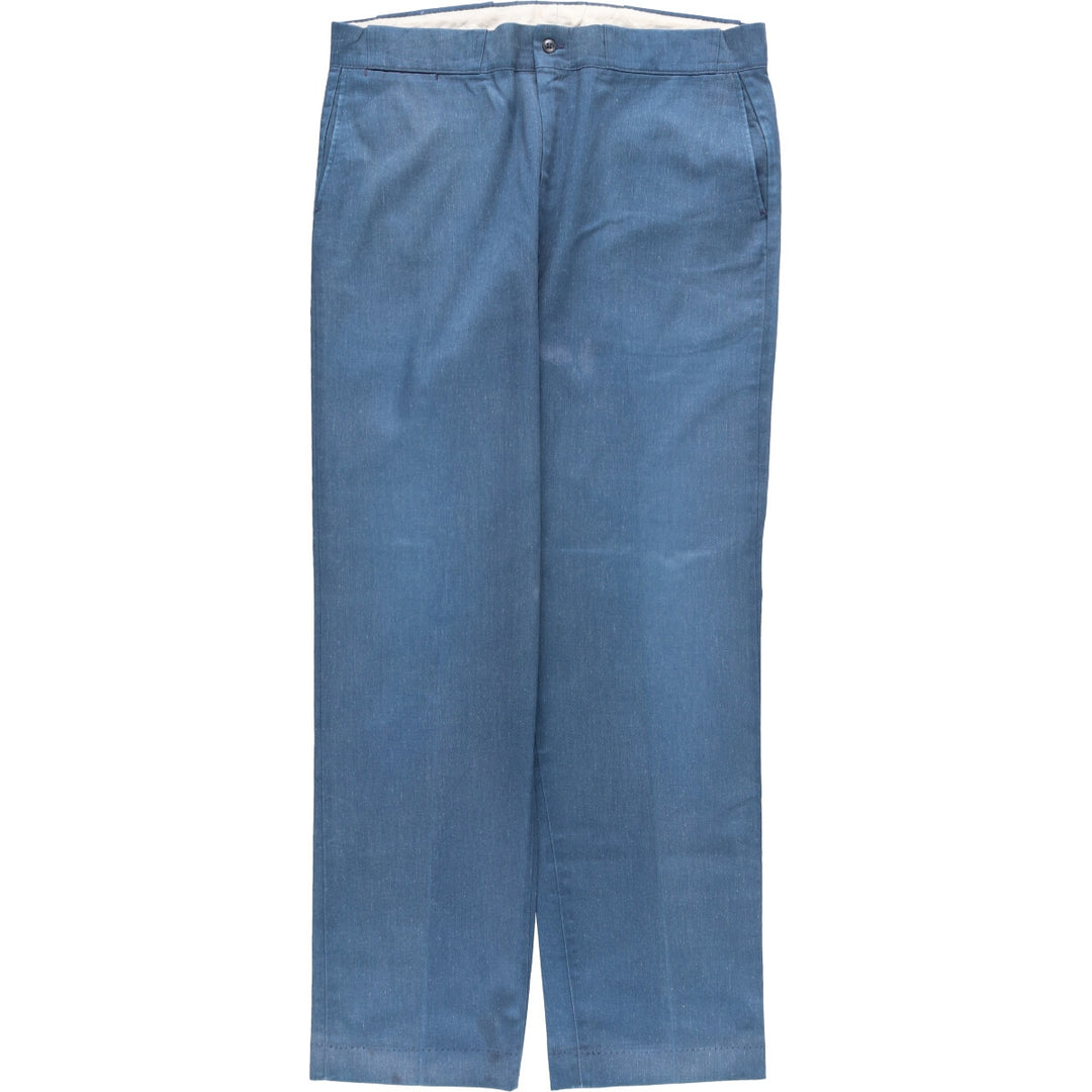 70s-80'S Men's Wide Leg Slacks (Size W38) unclear blue type Vintage Second Hand
