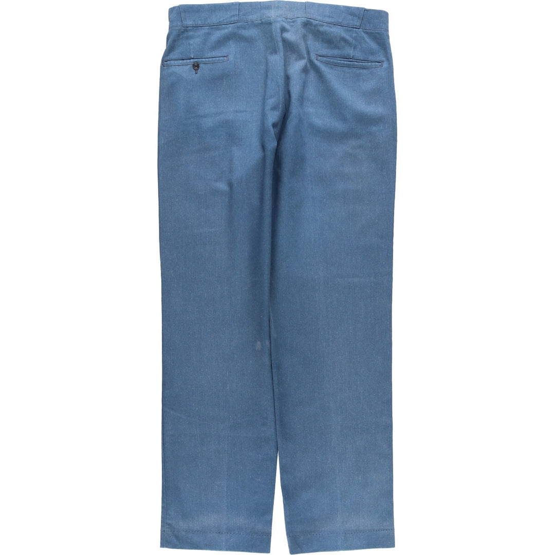 70s-80'S Men's Wide Leg Slacks (Size W38) unclear blue type Vintage Second Hand