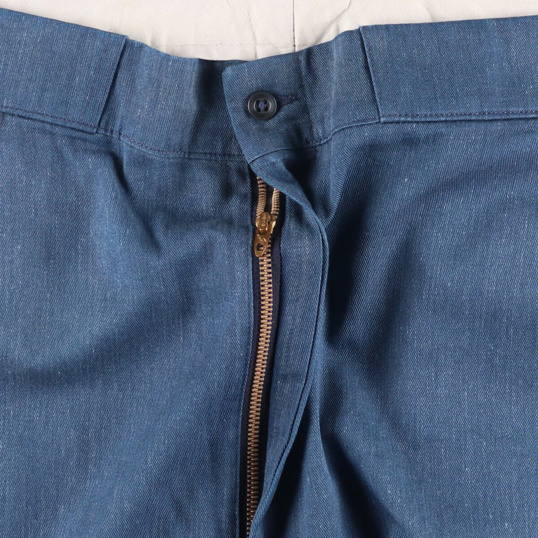 70s-80'S Men's Wide Leg Slacks (Size W38) unclear blue type Vintage Second Hand