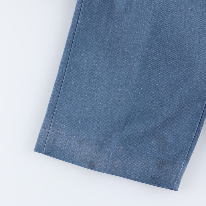 70s-80'S Men's Wide Leg Slacks (Size W38) unclear blue type Vintage Second Hand