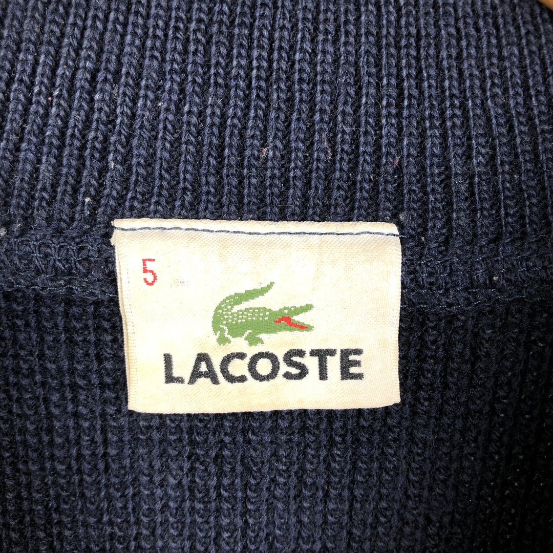 Lacoste Acrylic and Wool Knit Half-Zip Sweater, Men's Size L wool navy blue type Vintage Second Hand