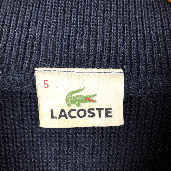 Lacoste Acrylic and Wool Knit Half-Zip Sweater, Men's Size L wool navy blue type Vintage Second Hand