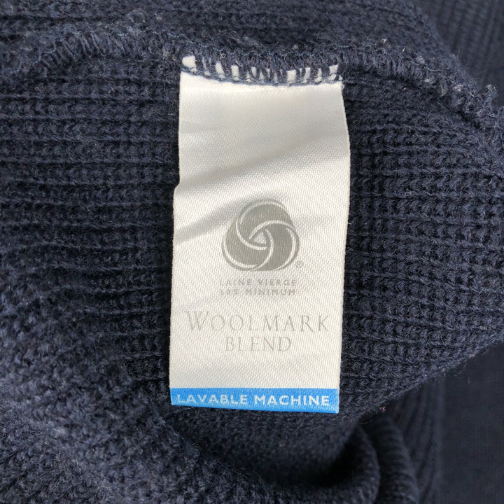 Lacoste Acrylic and Wool Knit Half-Zip Sweater, Men's Size L wool navy blue type Vintage Second Hand