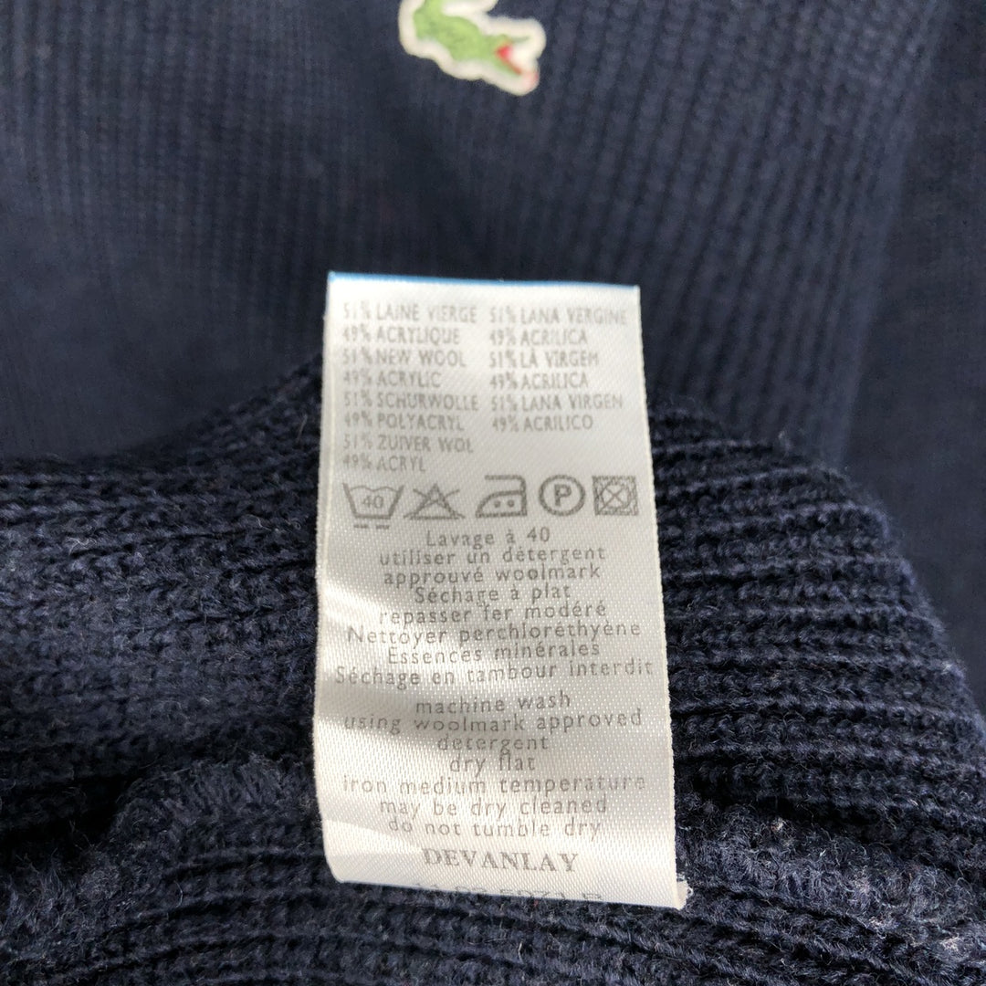 Lacoste Acrylic and Wool Knit Half-Zip Sweater, Men's Size L wool navy blue type Vintage Second Hand
