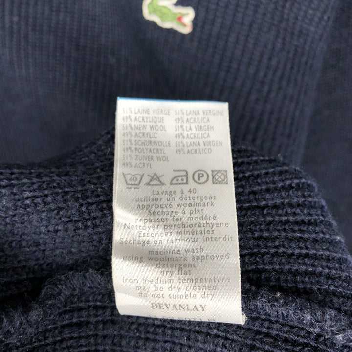 Lacoste Acrylic and Wool Knit Half-Zip Sweater, Men's Size L wool navy blue type Vintage Second Hand