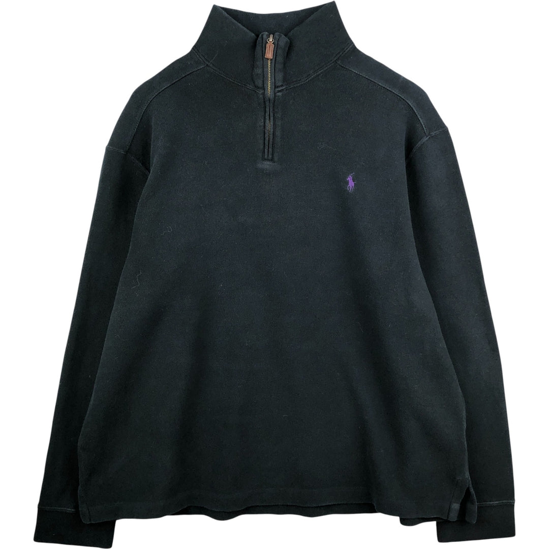 Ralph Lauren POLO by Ralph Lauren Half-Zip Sweatshirt, Men's XL cotton black type Vintage Second Hand