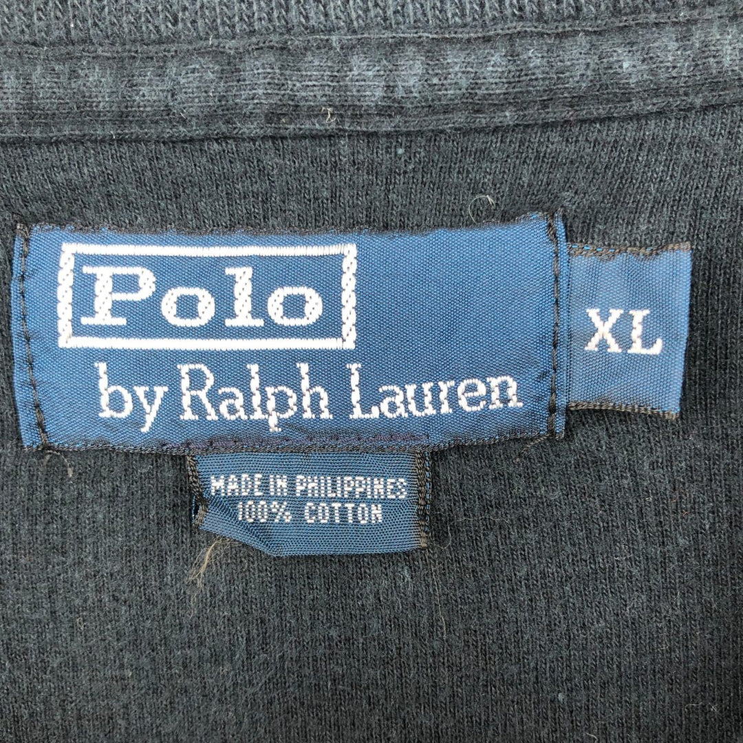 Ralph Lauren POLO by Ralph Lauren Half-Zip Sweatshirt, Men's XL cotton black type Vintage Second Hand