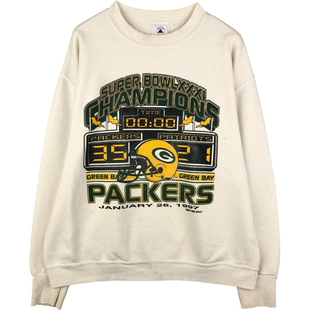 Vintage 90'S DELTA NFL Green Bay Packers Print Sweatshirt, Made in USA, Men's Size L cotton unbleached Vintage Second Hand